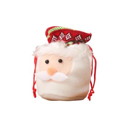 Weihnachtsgeschenktüte, Elch, Schneemann, Weihnachtsmann, Dekor, Cartoon, weicher Plüsch, Kordelzug, Mund, Stickerei, wiederverwendbar, festlich, dick, Neujahr, Süßigkeitentüte