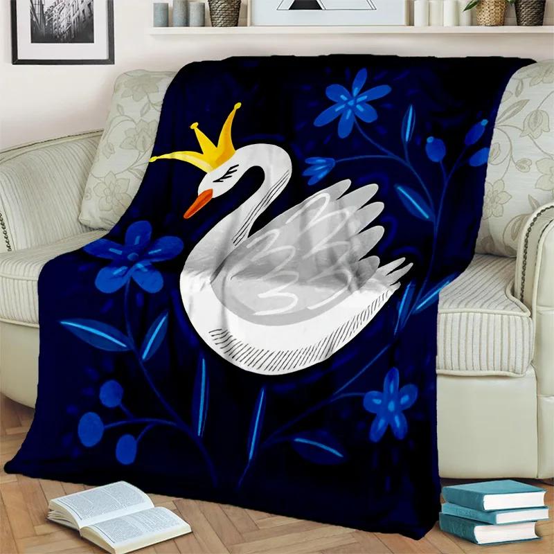 3D Cute Swan Princess Cartoon Cygnus Blanket,Soft Throw Blanket for Home Bedroom Bed Sofa Picnic Travel Office Cover Blanket Kid