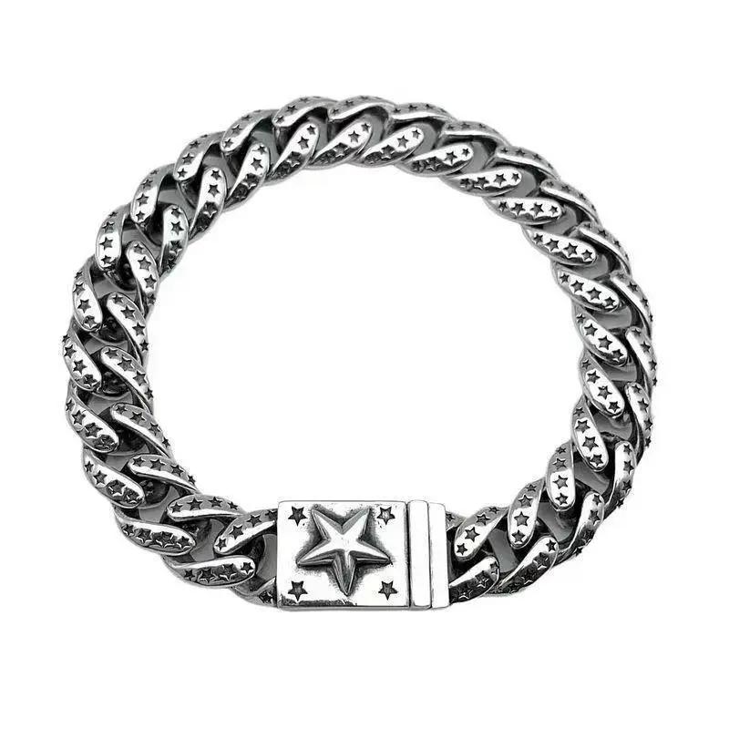 צמיד קובני כוכב מחומש דומיננטי רטרו מותג צמיד תאילנדי לגברים