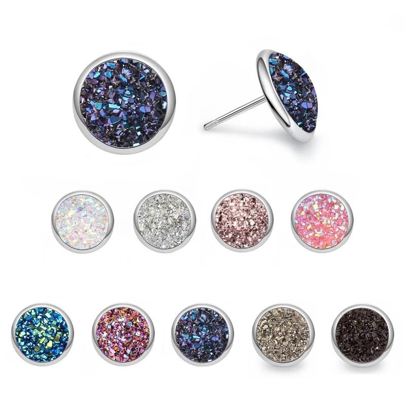 Damen Einfache Koreanische Mode Ohrstecker Kupferfarbe 2024 Trend Runde Knopf Strass Piercing Ohren Zirkon für Damen