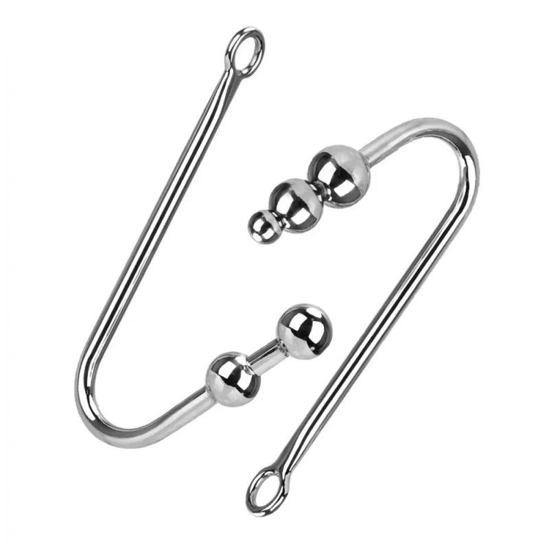 Stainless Steel Anal Hook With Anal Beads Hole Anal Hook Metal Butt Plug Anal Sex Toys Adult Product No Vibrator For Men Gay
