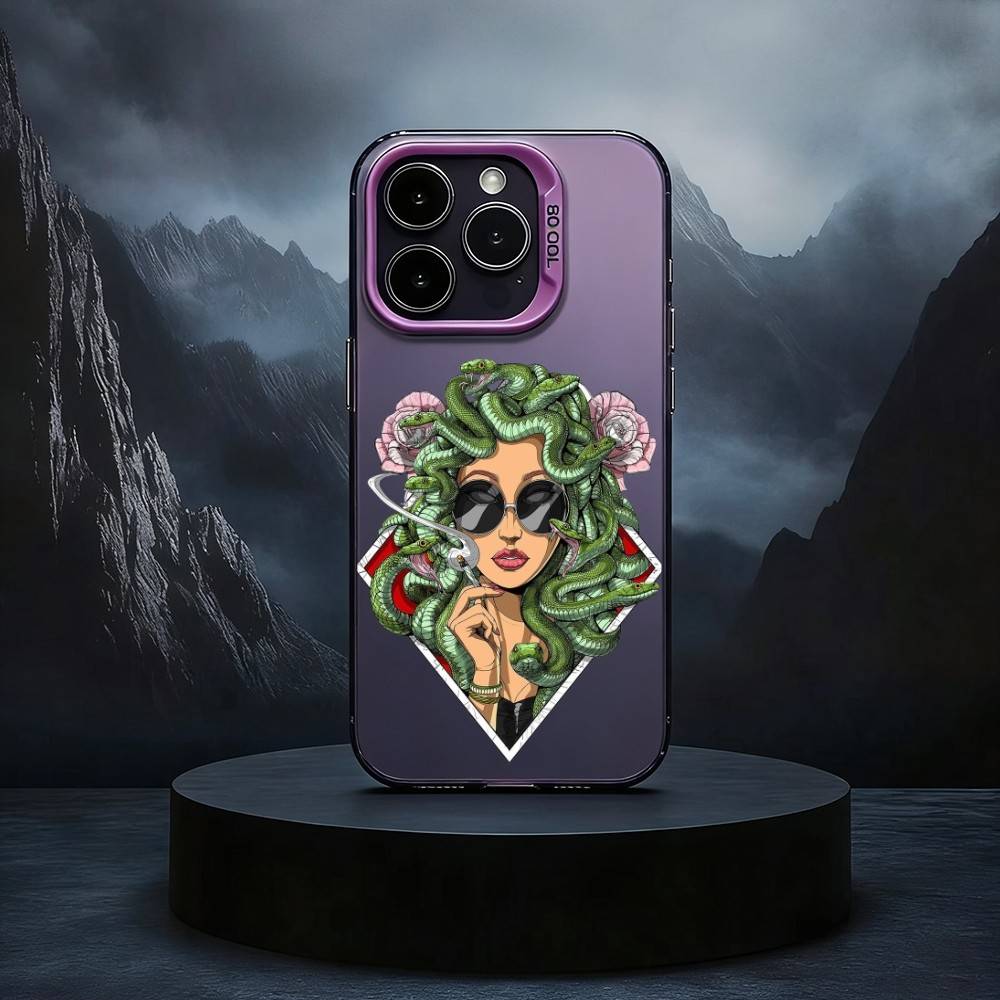Medusa Greek Mythology Phone Case For iPhone17,16,15,14,13,12,11 Plus,Pro Max Black Candy silver phone case