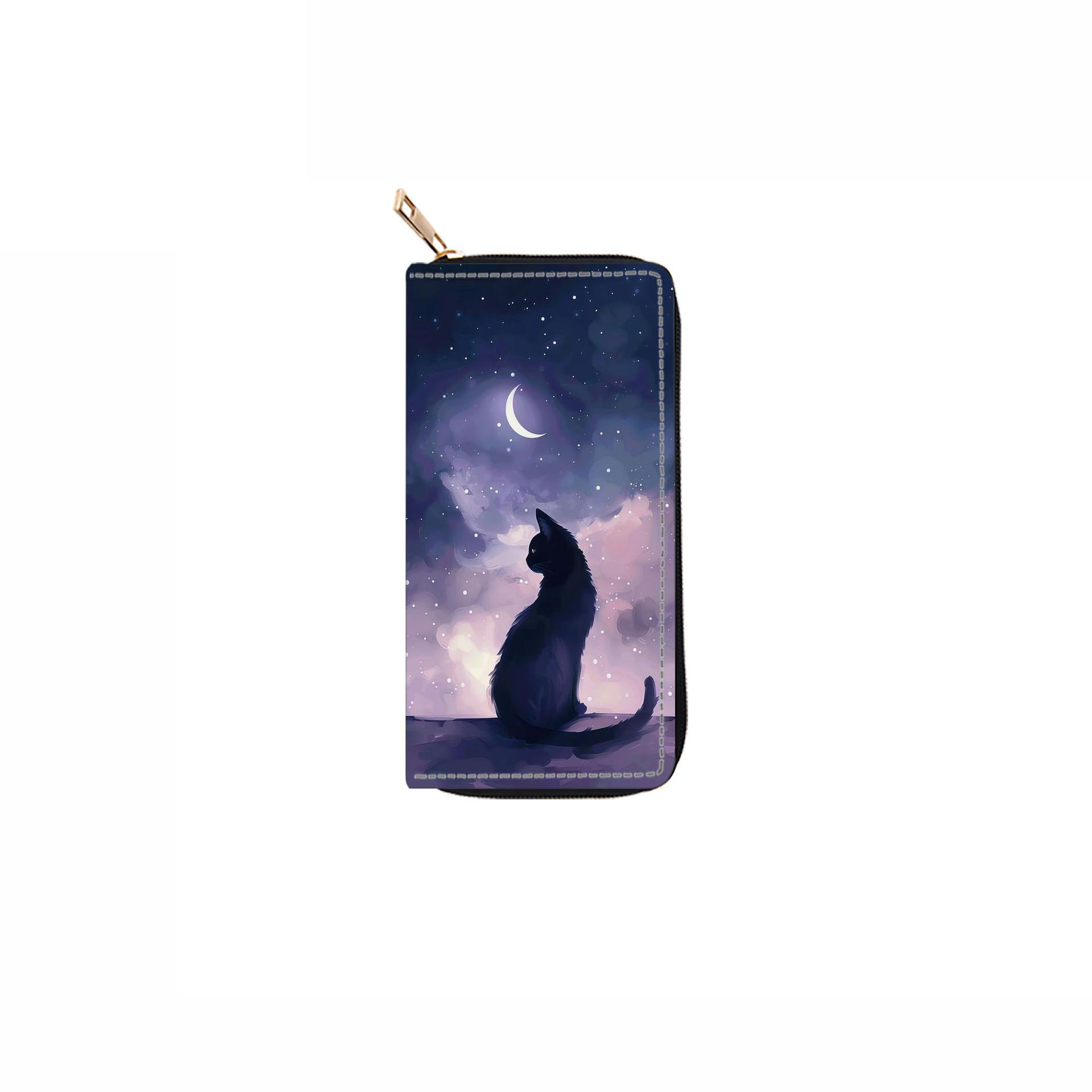 

Glasses cat long zipper wallet cute animal wallet