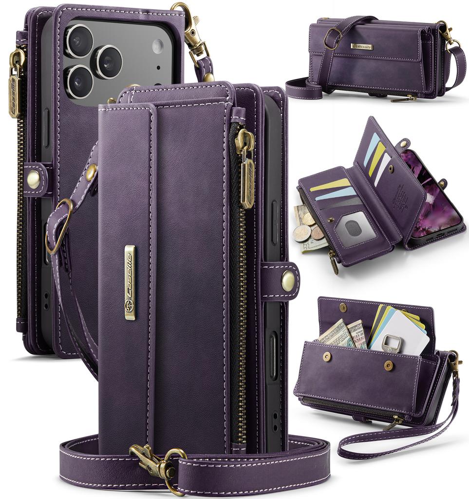 Business Magnetic Card Solt Wallet Leather Case For iPhone 17 Pro Max 16 Plus 15 14 13 12 11 Flip Long Lanyard Bag Book Cover