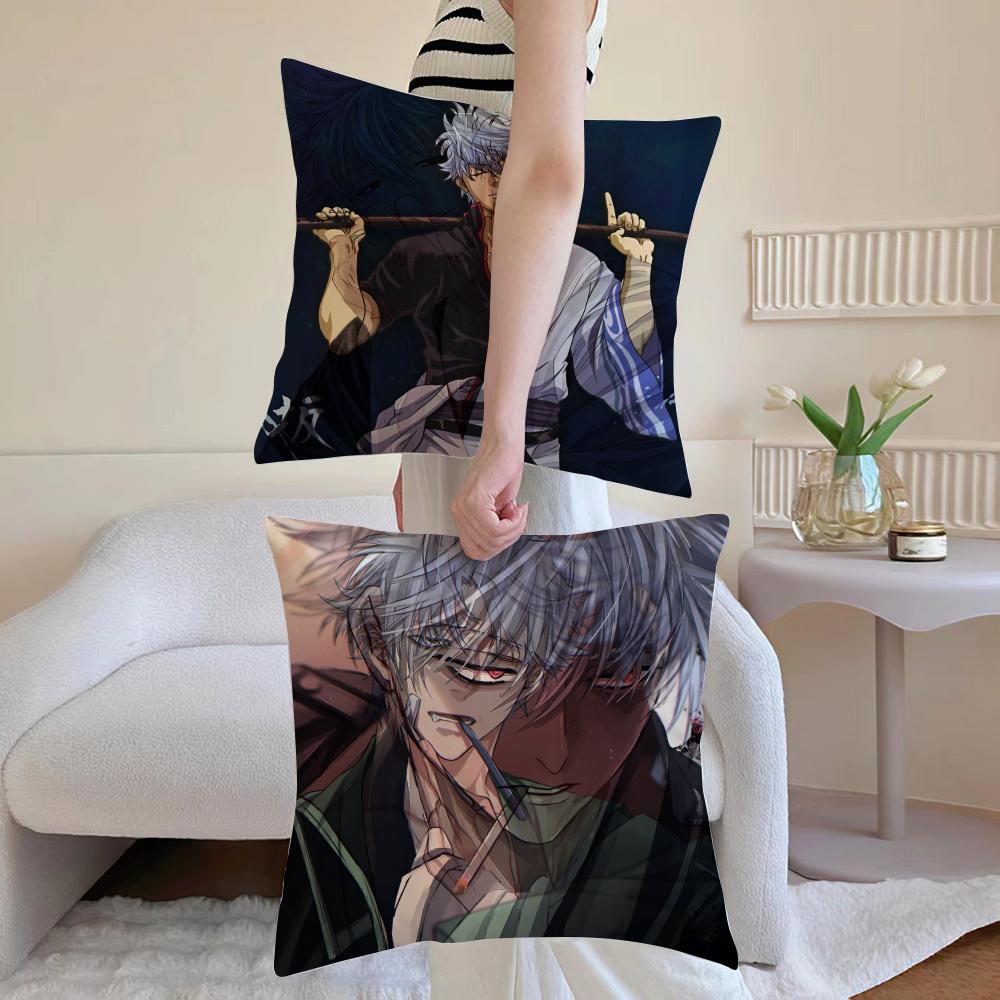 Husa de Pernă Anime Gintama Husa de Pernă Anti-acarieni Fermoar Invizibil Pluș Scurt Mătăsos Husa de Pernă pentru Canapea
