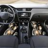 4pcs Set Elegant Butterfly Car Floor Mats with Anti-Slip Design, Soft Velvet-Like Texture (Durable Fabric) - Golden & Black Luxury Pattern