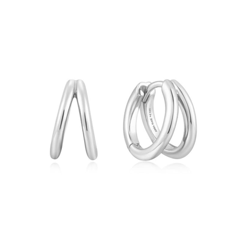 ANIA HAIE Double 925 Silver Hoop Ring Earrings E059-14H