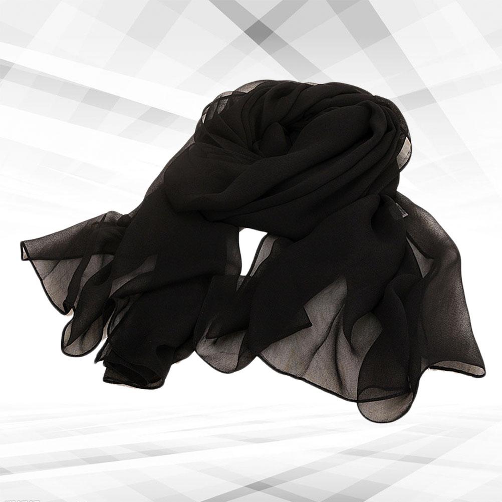 

Silk Scarf for Hair Solid Color Dancing Scarves Dual Black Sunscreen Miss чорний