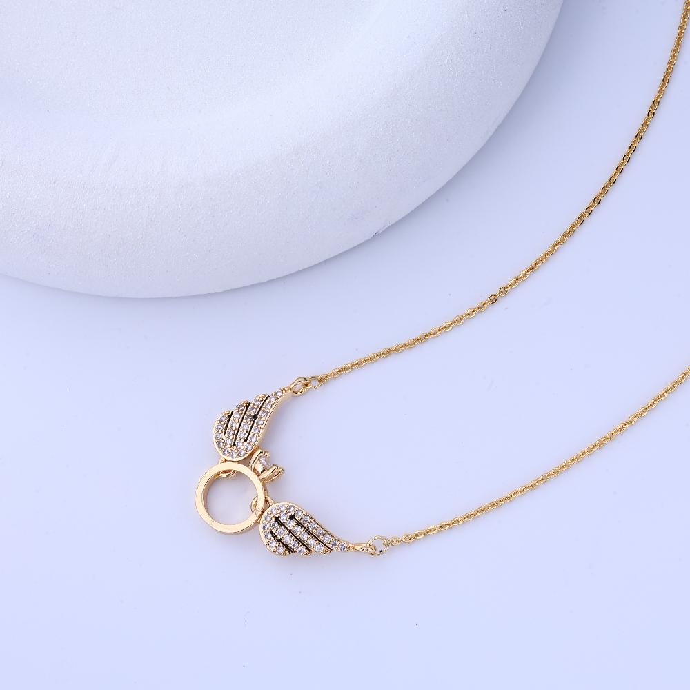 Full of Diamond Angel Wings Retro Light Luxury Pendant Necklace Japanese and Korean Fashion Smart Wings Cross-border Versatile J