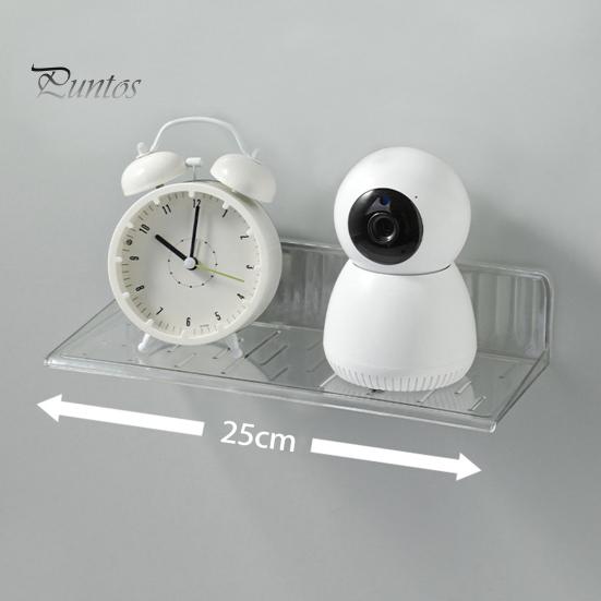 Transparent Wall Mount Shelf No Drill Anti Slip Great Load Bearing Bathroom Living Room Storage Rack