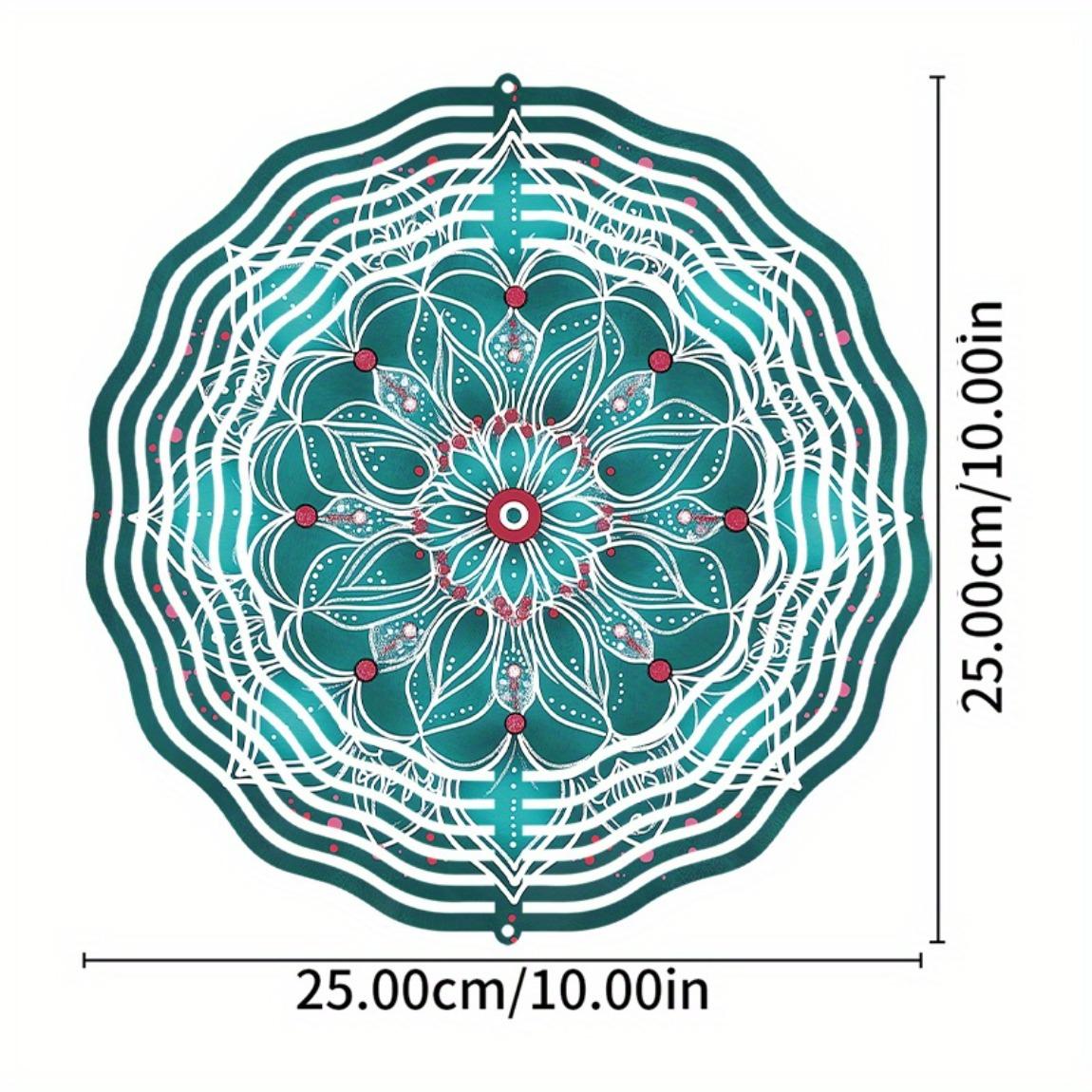 

10-дюймовый яркий бирюзово-розовый мандала цветок ветряной спиннер с крючком 360 градусов для декора сада, патио, наружное подвесное искусство, подарок 01A
