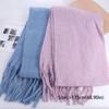 Korean Style Long Wool Tassel Scarf Solid Color Cashmere Shawl Trendy Winter Cashmere Scarf  Women