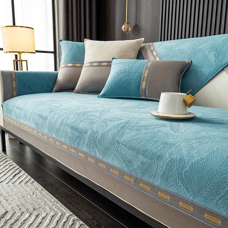 New Chinese-Style Non-Slip Sofa Cushion Is Universal In All Seasons, Contrasting Colors, Light Luxury, High-End Seat Cushion Cover Towel, Cover Chenil
