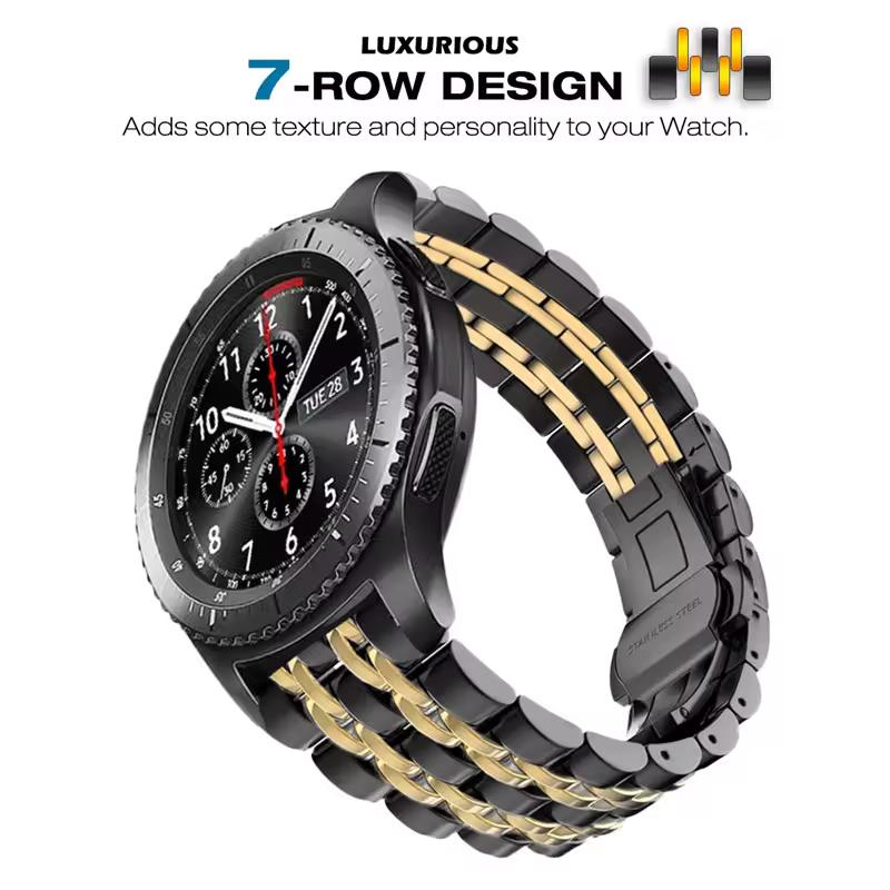 22mm 20mm Stainless Steel Strap For Samsung Galaxy Watch 7 6 4 5 45mm Gear S3 46mm 42mm Active2 40 44mm Band for Amazift BIP 2 GTR Metal Bracelet
