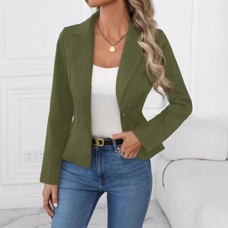 Womens Slim Fit Solid Color Blazer Jacket Short Length 2026 Office Chic Formal Outerwear