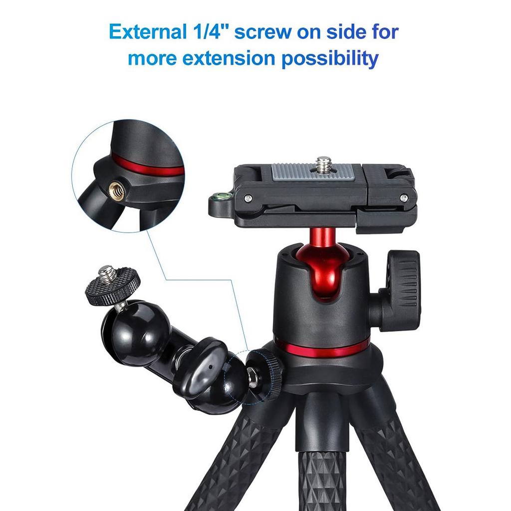 MT 11 Flexible Octopus Tripod Stand 1 4 Inch Screw 2 In 1 Platform Design 360 Degrees Adjustment Ballhead 2kg 4.4lbs