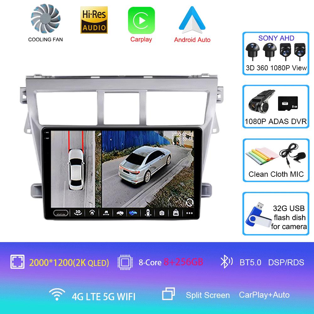 Android 14 For Toyota VIOS Yaris 2007 2008 2009 2010 - 2012 Car Radio GPS Carplay Multimedia Player Navigation Stereo Auto Audio
