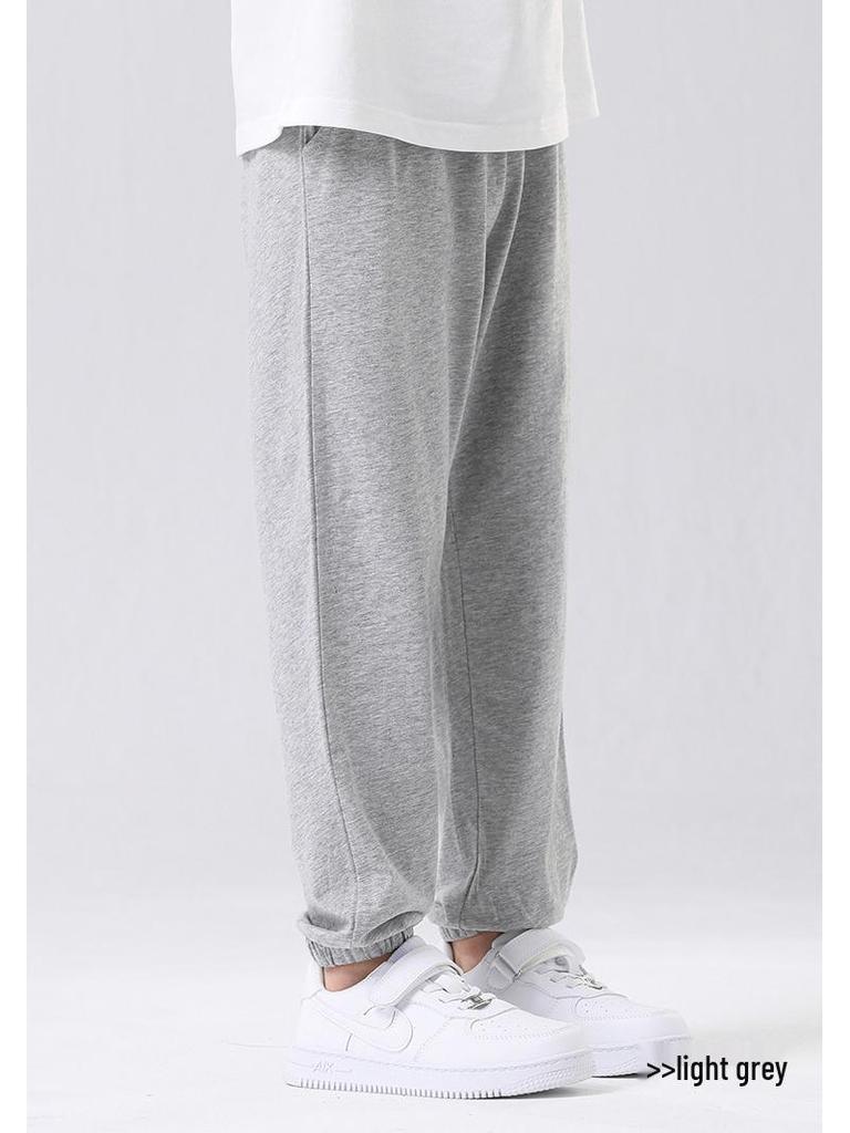 Kinder Sommer Baumwoll Sporthose - Jungen Marine & Mädchen Grau Mückendicht Eisseide Hose.