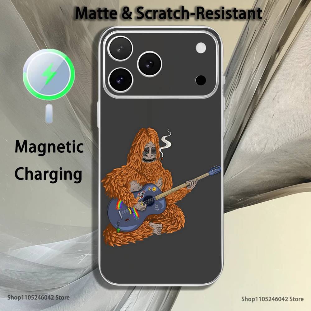 S-Sassy The Sasquatch For iPhone 17,16,15,14,13,12,Pro,Max,Plus,Mini,SE Magnetic Wireless Charging Transparent White Phone Case
