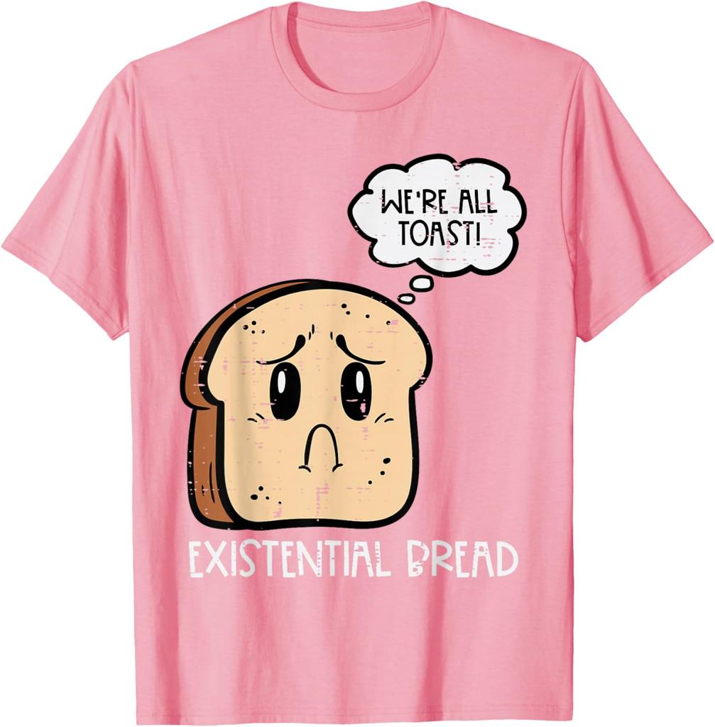 Existential Bread Funny Toast Pun Graphic Mens Casual Cotton TShirt Short Sleeve Crewneck Tee