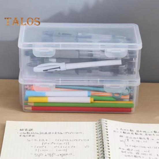 Transparent Stationery Box Pencil Case with Snap-Tight Lid Dustproof Large Capacity Stackable Pencil Holder Storage Container