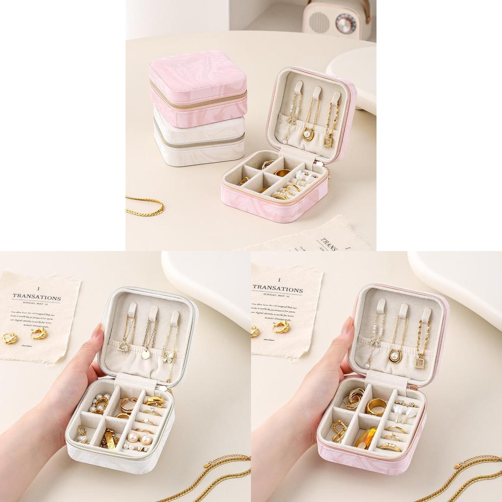 Jewelry Box Mini Leather Storage Case With Zipper For Travel And Gift Giving