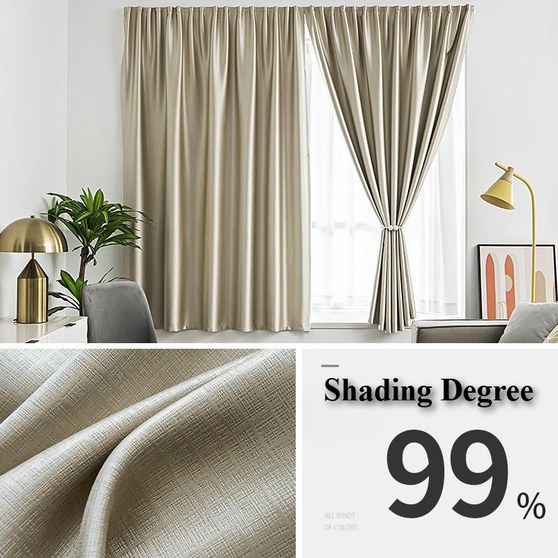 Solid Color Full Blackout Punch-Free Curtain Thickened Easy Install Self-Adhesive Shading Drape for Door Window Decor