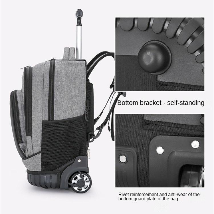 Unisex 18 Inch Wheeled Rolling Backpack for Students Travel Durable Luggage Bag