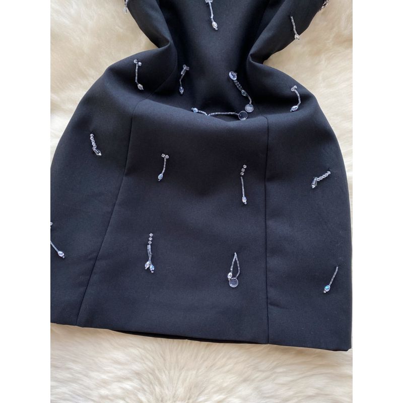 Accessible Luxury Silm Exquisite Rhinestone Dress Small Dress