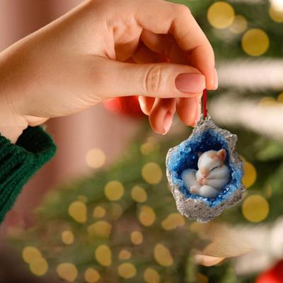 Geode Animal Christmas Ornament 2D Acrylic Crystal Cave Little Forest Animals Hanging Ornament