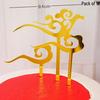 Plum Blossom Branch Longevity God & Goddess Cake Toppers for Birthday Celebration
