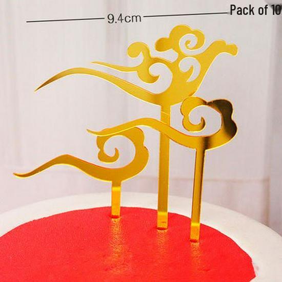 Plum Blossom Branch Longevity God & Goddess Cake Toppers for Birthday Celebration