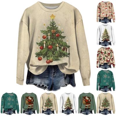 Damska bluzka jesienno-zimowa Damska bluza z długim rękawem Casual Crewneck Luźny krój Pollover Topy z polaru