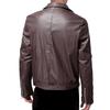 Giacca in pelle PU da uomo, tinta unita, casual, vestibilità slim, con cerniera, manica lunga, colletto rovesciato, giacca in pelle da motociclista, abbigliamento da uomo