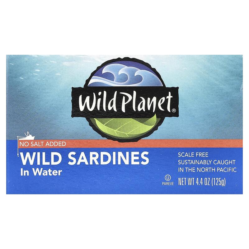 Wild Sardines In Water, No Salt Added, 4.4 oz (125 g)