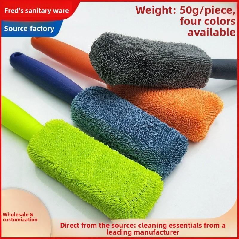 Cepillo de limpieza para neumáticos de coche con mango largo y microfibra suave