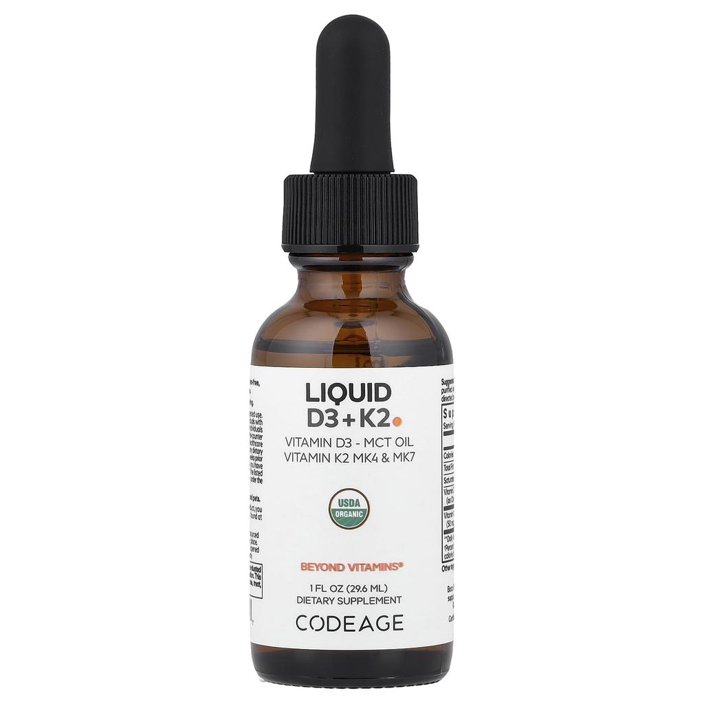 Codeage Liquid D3 + K2, Unflavored, 29.6ml (1 Fl Oz)