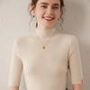 Women's Half-High Collar Cashmere Sweater - Slim Fit, Five-Point Sleeves, Spring/Autumn 2024 Collection