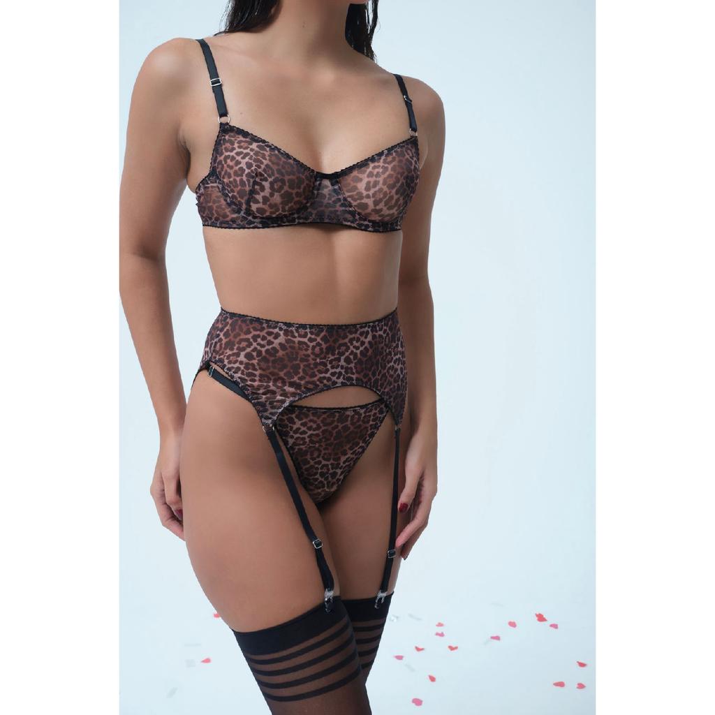 Icon Leopard Patterned Tulle Underwear Set