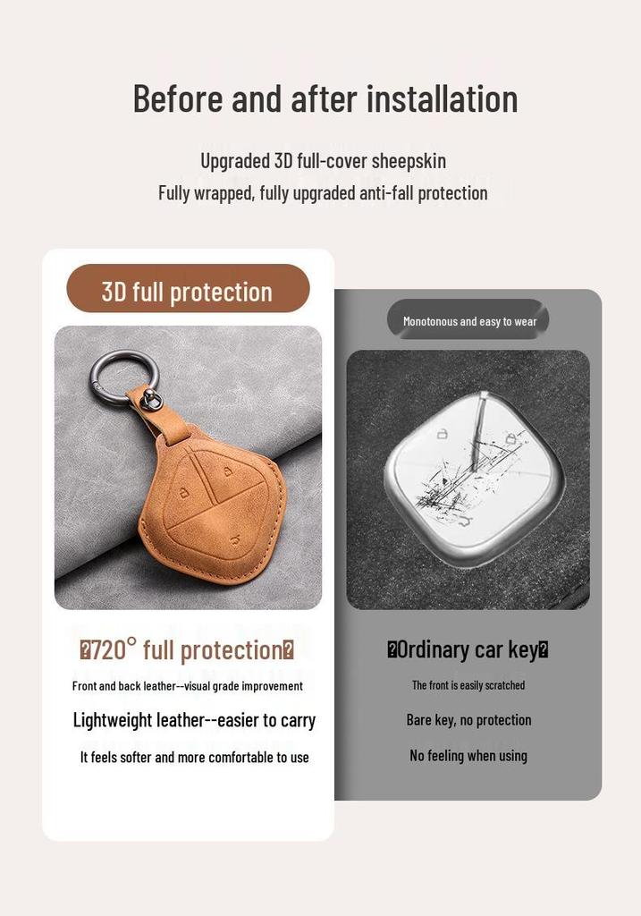Wuling Bingo 2023 Sheep Suede Car Key Cover with Buckle Keychain