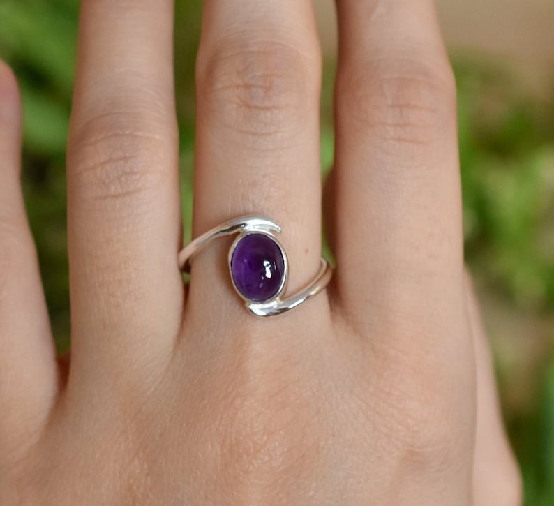 Amethyst Gemstone Handmade Stackable Ring, Gift For Her, Partywear Ring, Statement Ring, 925 Sterling Silver