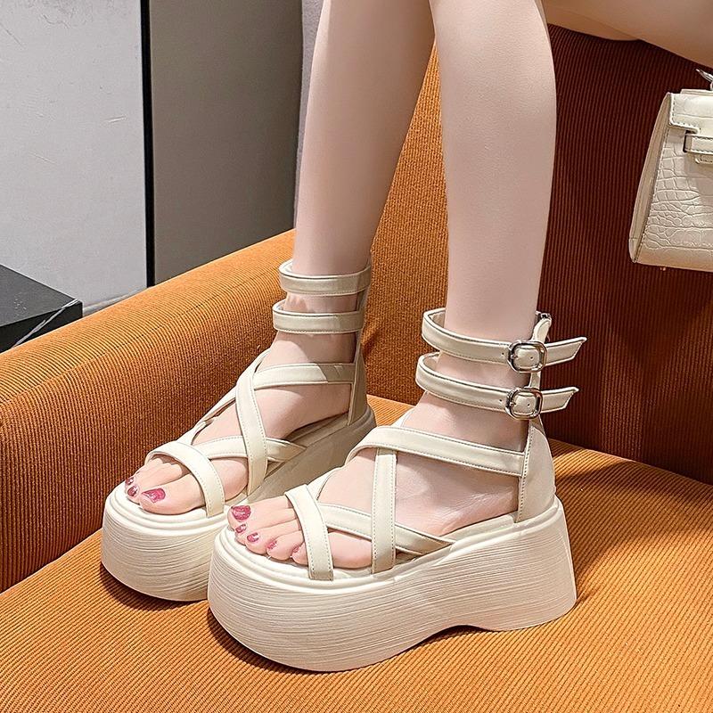 Mode High Heels Sandalen Frauen Kristall Schuhe 2024 Sommer Keile 7,5 CM Hohe ZIP Plattform Sandalen Chunky Strand Turnschuhe Alias Mujer