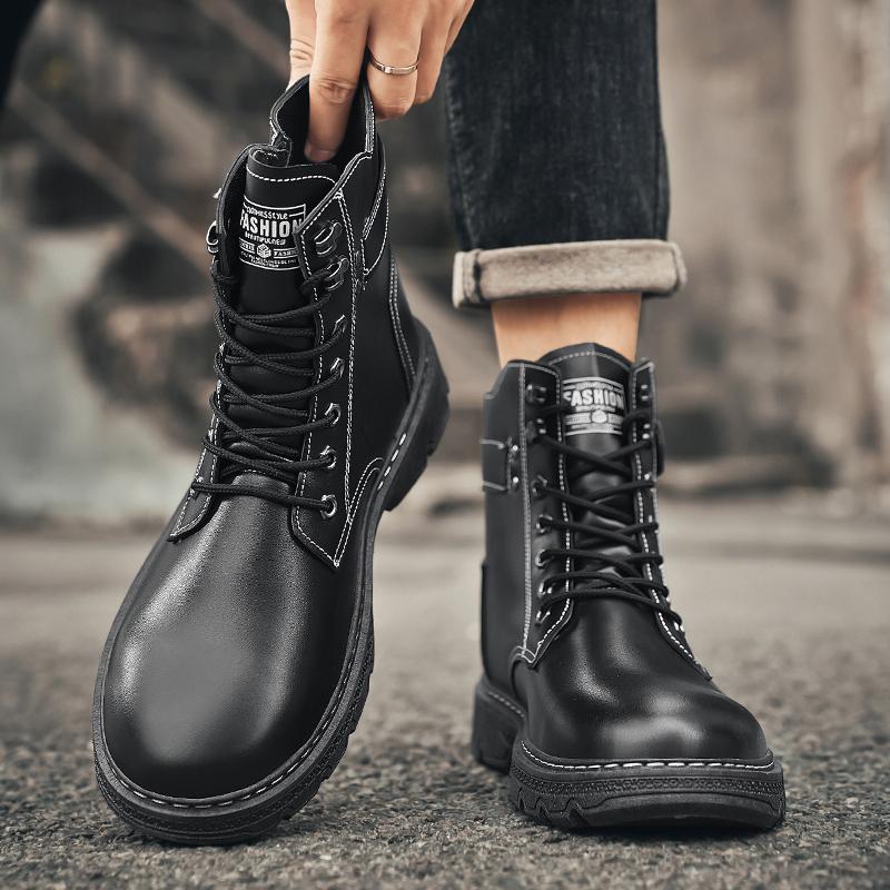 Men's boots four season new comfortable non slip thick soled outdoor leisure boots high top boots fashion versatile work boots