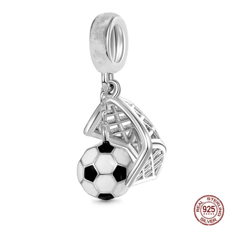 

Спортивная серия, очаровательные ювелирные изделия, футбол, регби, волейбол, бусины из стерлингового серебра S925, подвеска для бадминтона, подходит для оригинального браслета