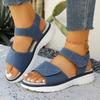 Cross Border Summer Velcro New Foreign Trade Large Size Platform Roman Beach One Line Sandals Women