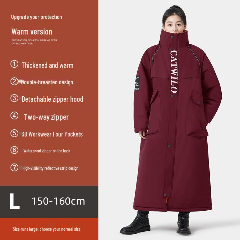 Electric Vehicle Winter Windshield Fleece-Lined Warm Coat for Bicycles & Motorcycles - Cold Weather Windproof Gear