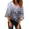 Women's Shirt Blouse Casual Loose Shirts Lace 3/4 Sleeve Trims Print V Neck Tops Print Tops T-shirts Tee