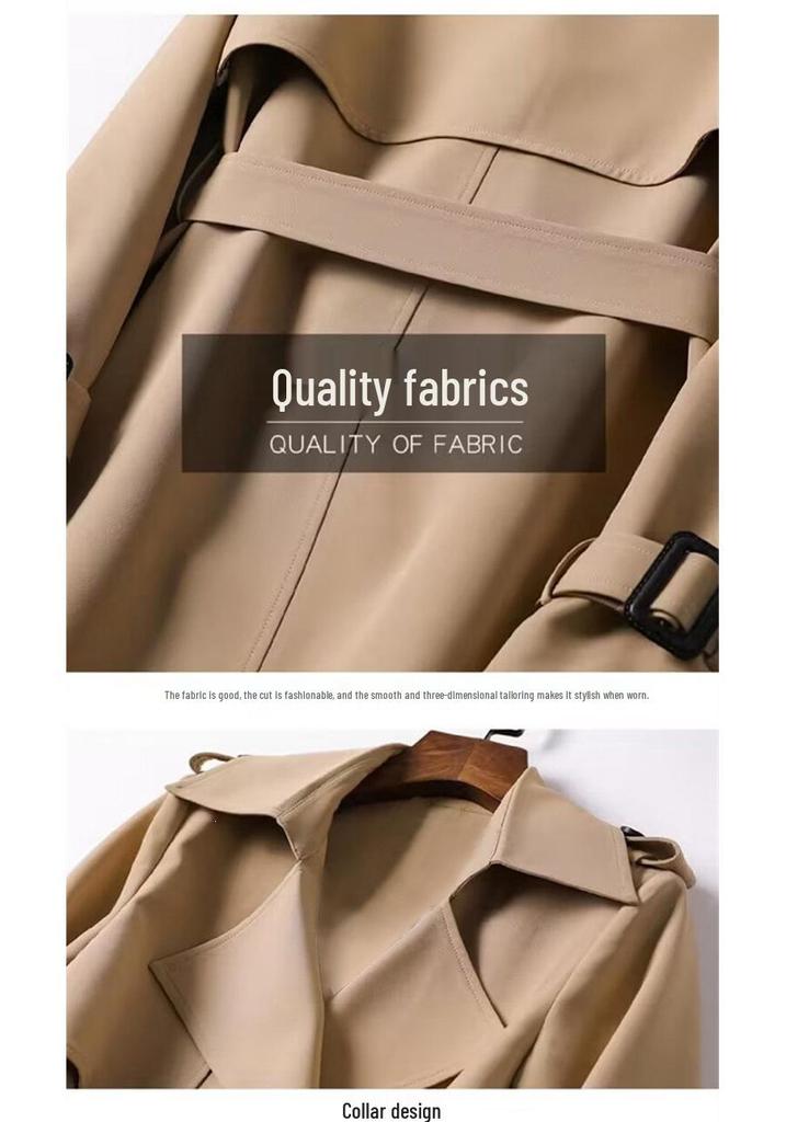 Women's Petite Mid-Length Trench Coat, 2026 Korean Version, Popular British Style, Spring/Autumn Over-the-Knee Outerwear