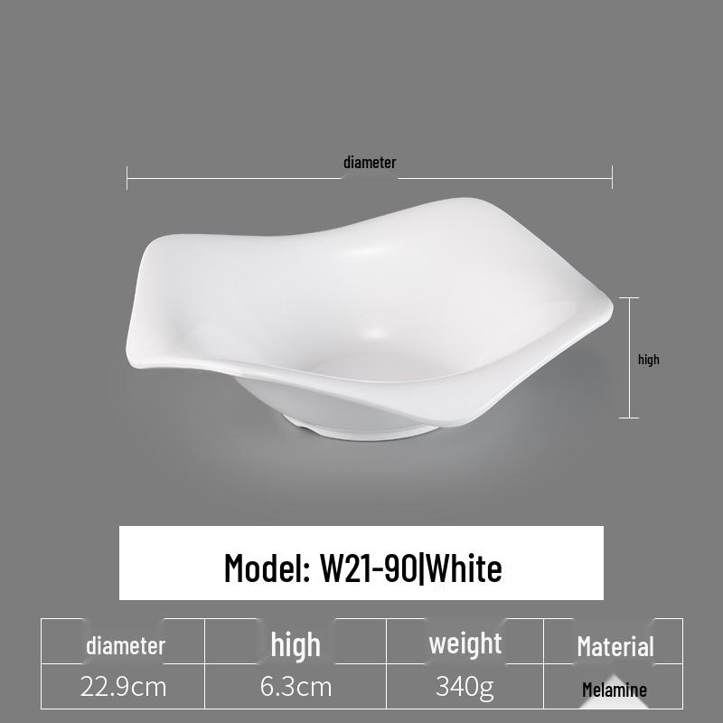 Irregular Shaped White Melamine Plates for Hotel & Restaurant - Porcelain Imitation Cold Dish Saucers