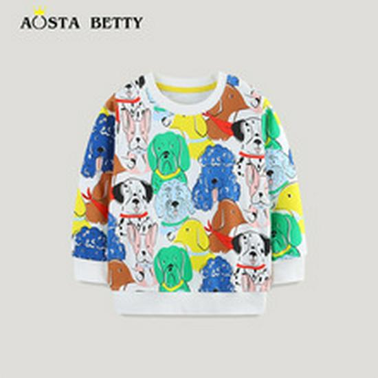 Chic Girls' Crew Neck Embroidered Sweatshirt - European and American Style, Autumn Knitted Cotton Pullover for Small To Medium Children.